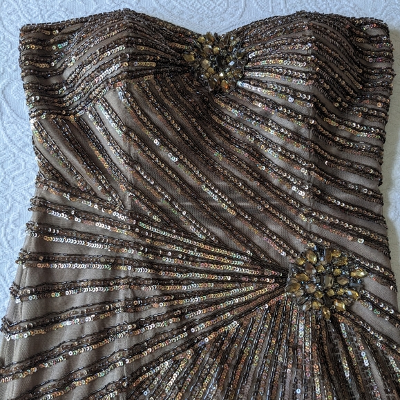 Strapless Champagne Formal Prom Dress - Picture 6 of 10